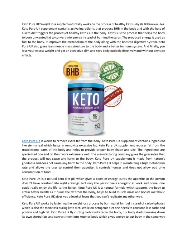 Keto Pure UK – 100% Natural Ingredients Pure Weight Loss Products