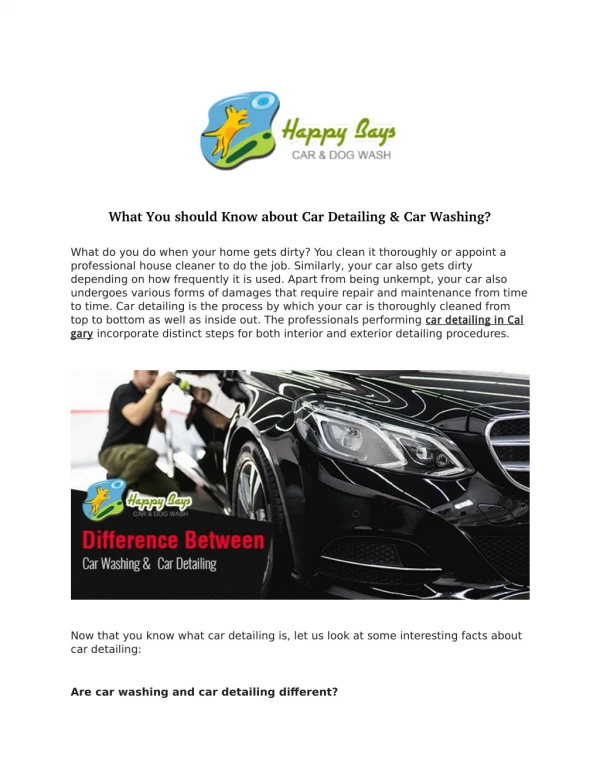 What You should Know about Car Detailing & Car Washing?