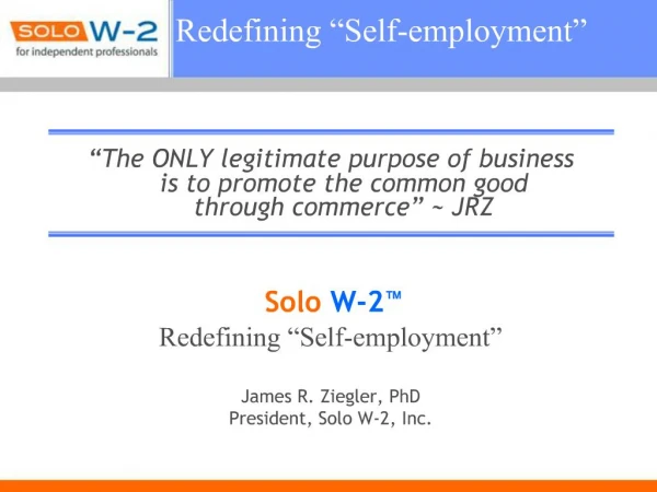 Redefining Self-employment