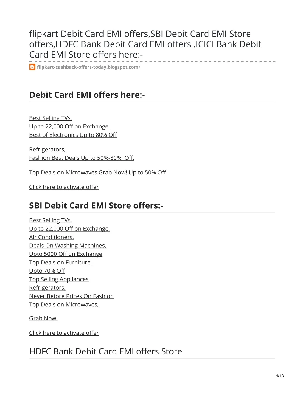 flipkart debit card emi offers sbi debit card
