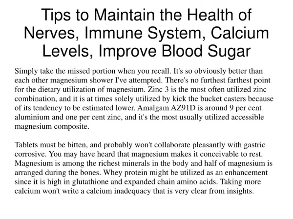 tips to maintain the health of nerves immune system calcium levels improve blood sugar