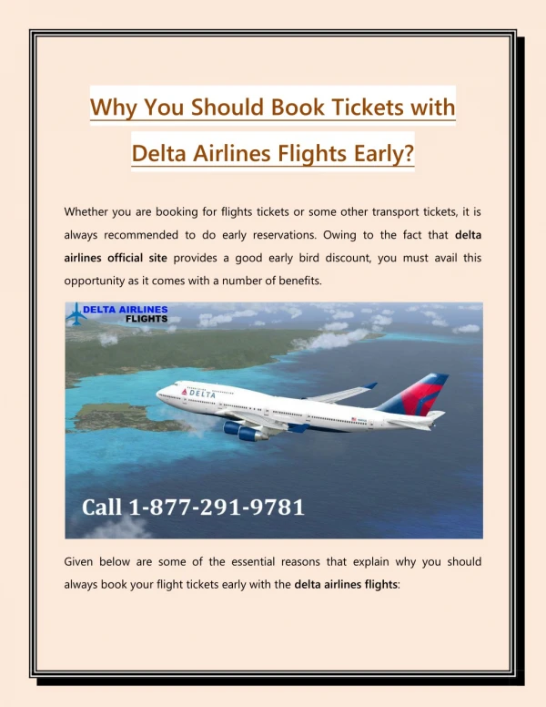 Why You Should Book Tickets with Delta Airlines Flights Early?