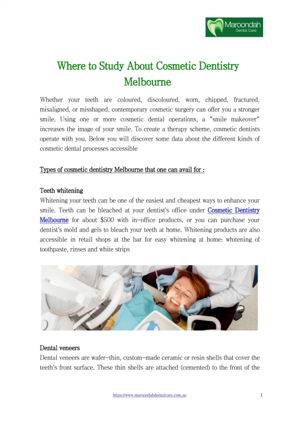 Where to Study About Cosmetic Dentistry Melbourne