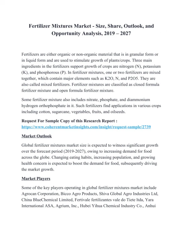 Fertilizer Mixtures Market