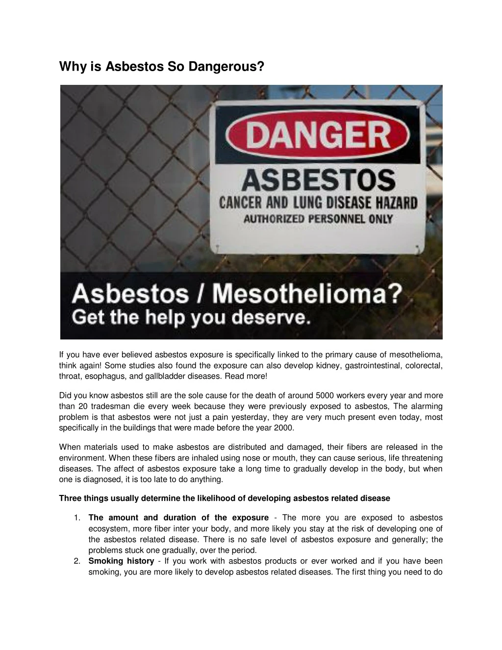 why is asbestos so dangerous