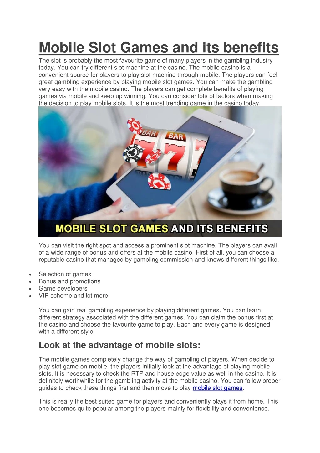 mobile slot games and its benefits the slot