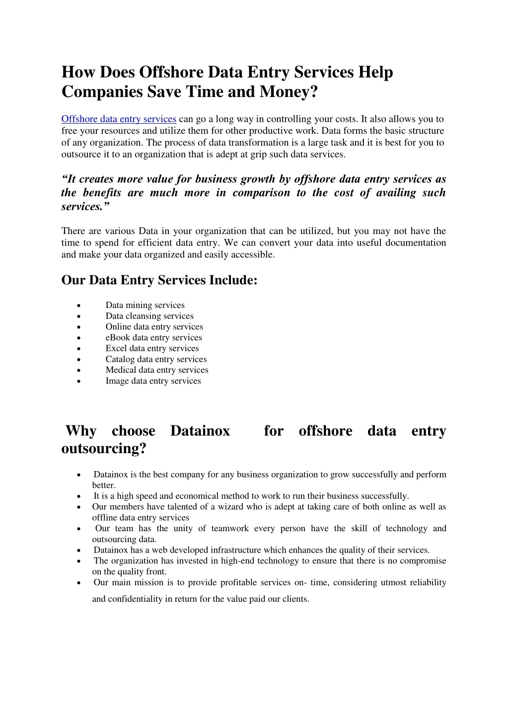 how does offshore data entry services help