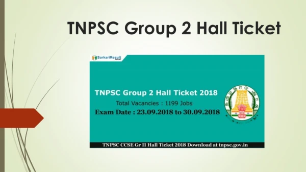 TNPSC Group 2 Hall Ticket 2018 - Tamil Nadu PSC CCSE Group II Admit Card