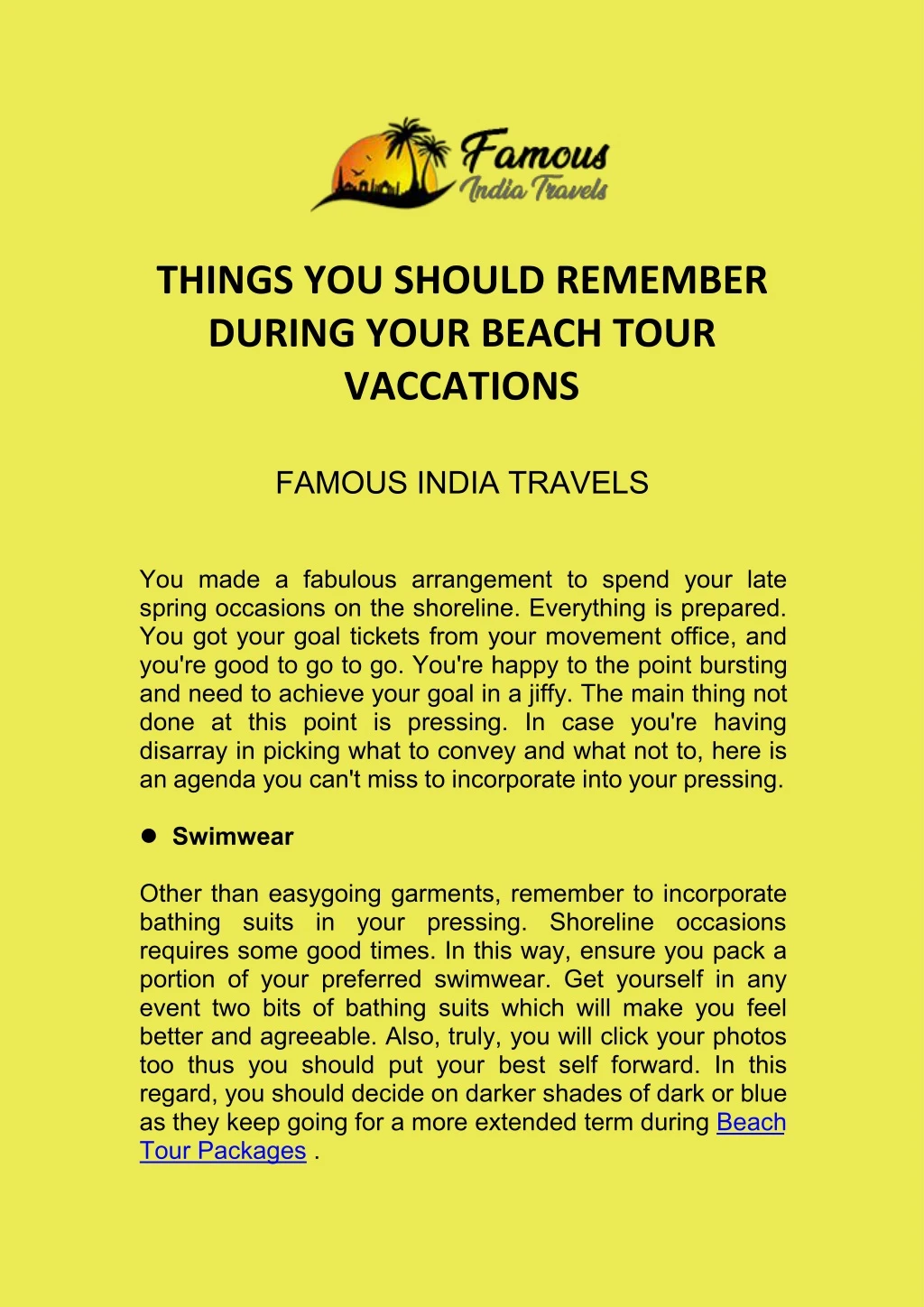 things you should remember during your beach tour