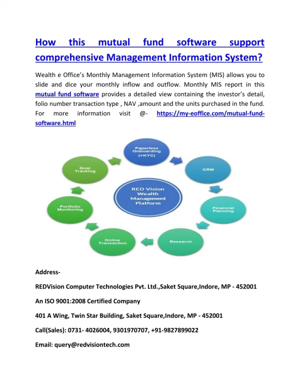How this mutual fund software support comprehensive Management Information System ?