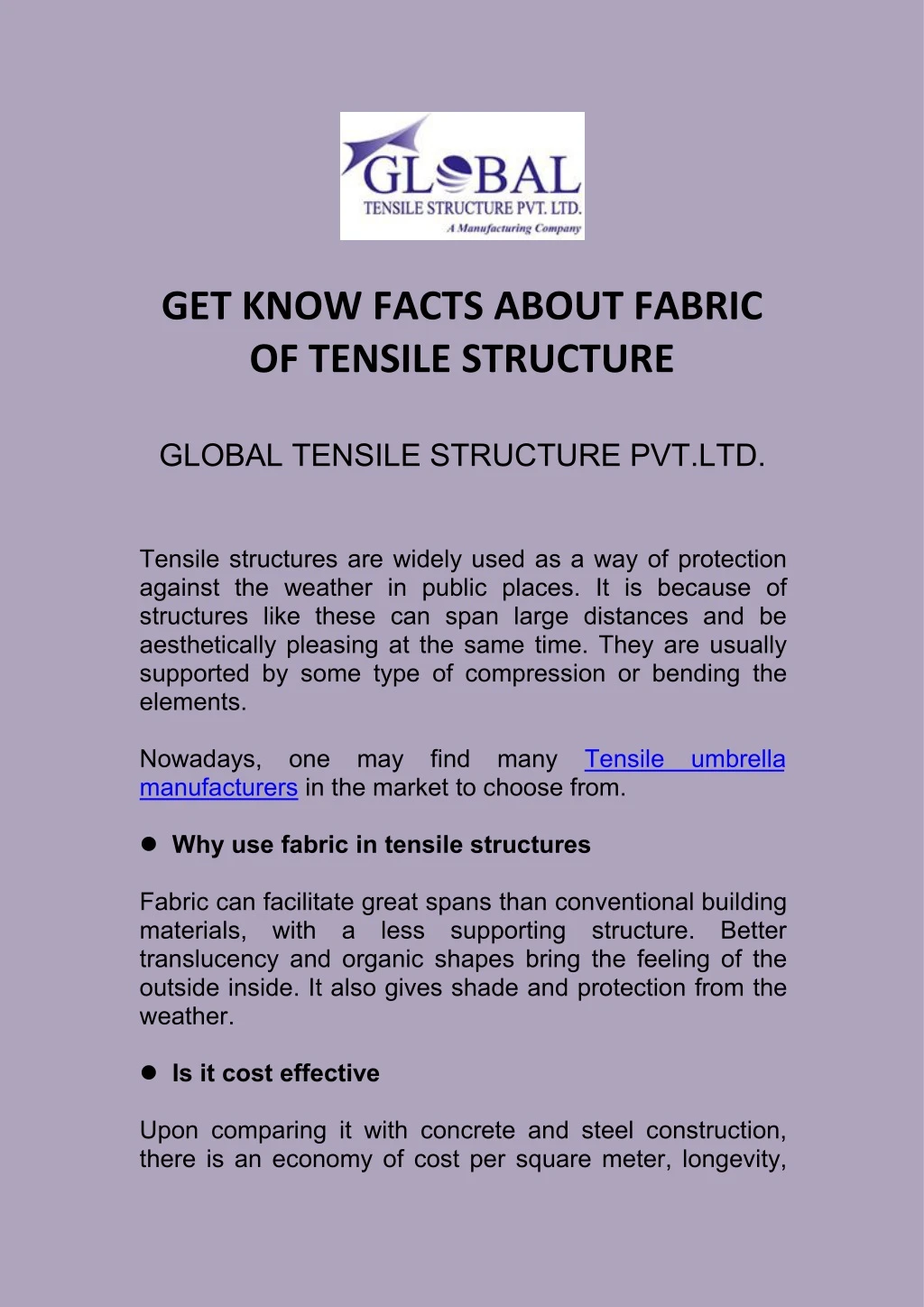 get know facts about fabric of tensile structure