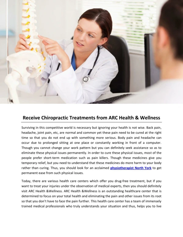 Receive Chiropractic Treatments from ARC Health & Wellness