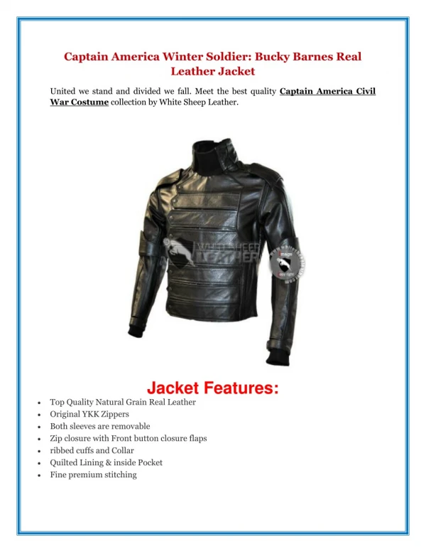 Captain America Winter Soldier: Bucky Barnes Real Leather Jacket