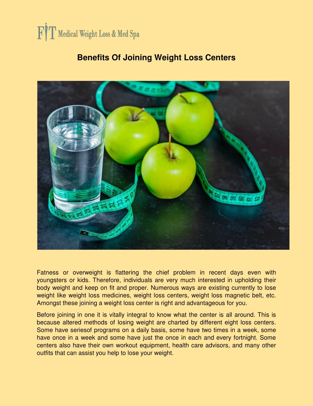 benefits of joining weight loss centers