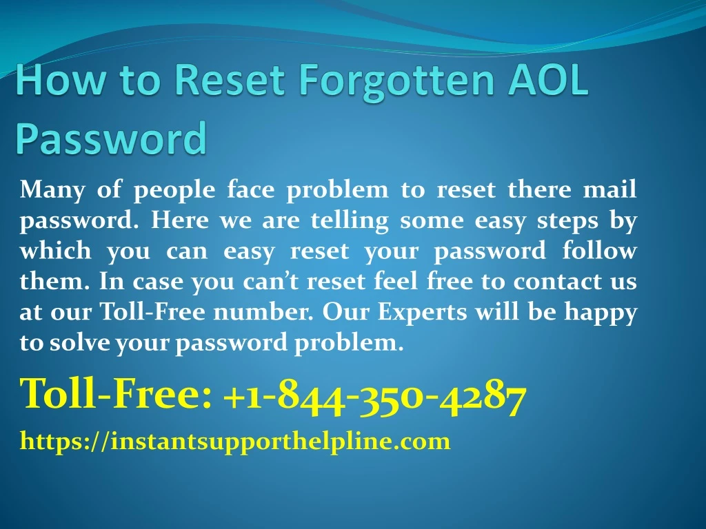 how to reset forgotten aol password
