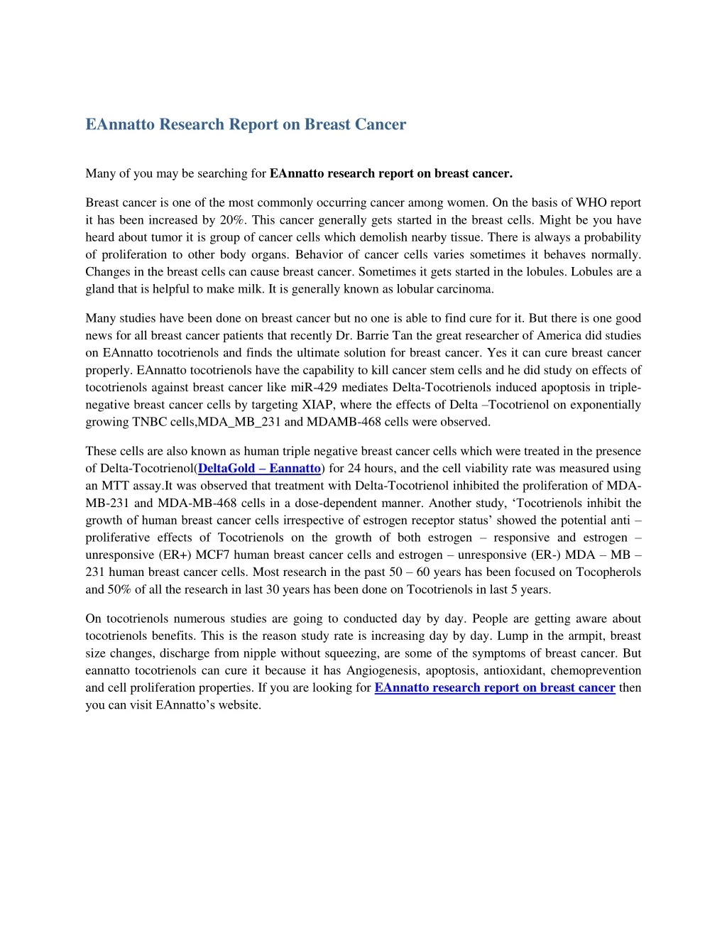 eannatto research report on breast cancer