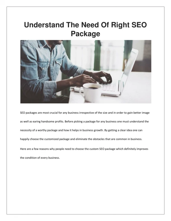 Understand The Need Of Right SEO Package