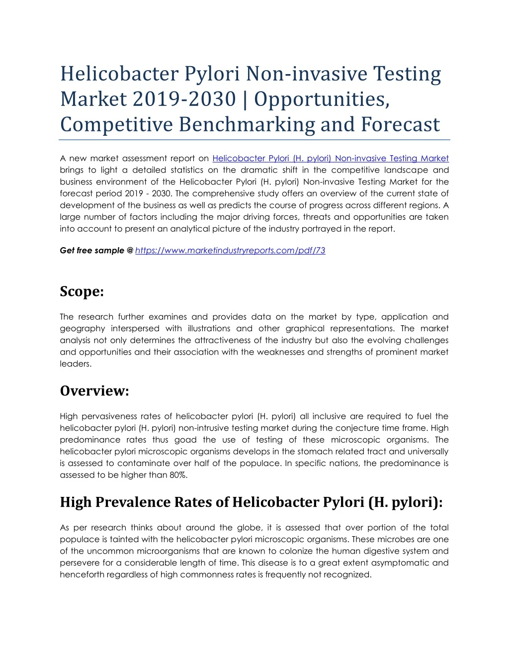 helicobacter pylori non invasive testing market