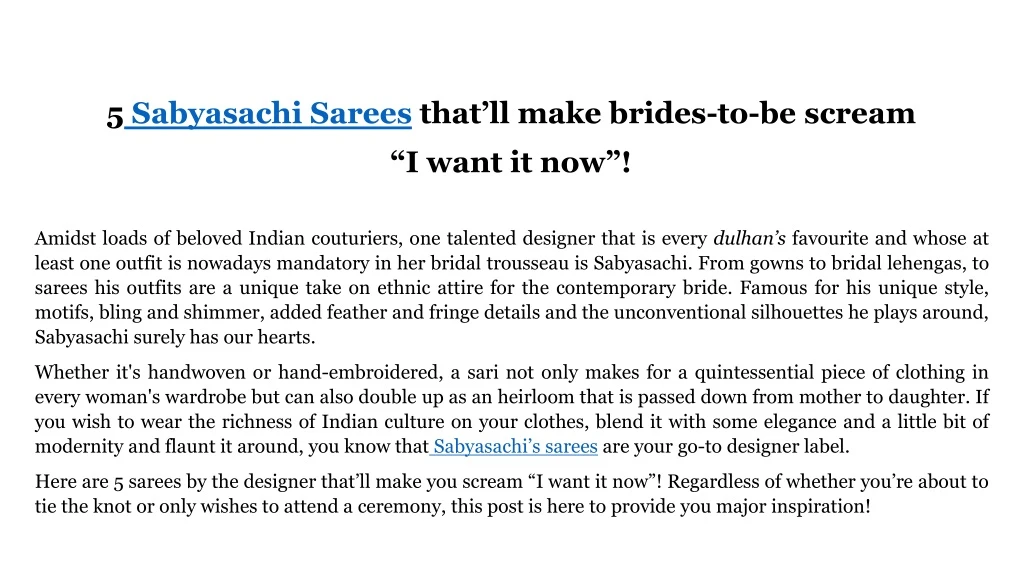 5 sabyasachi sarees that ll make brides