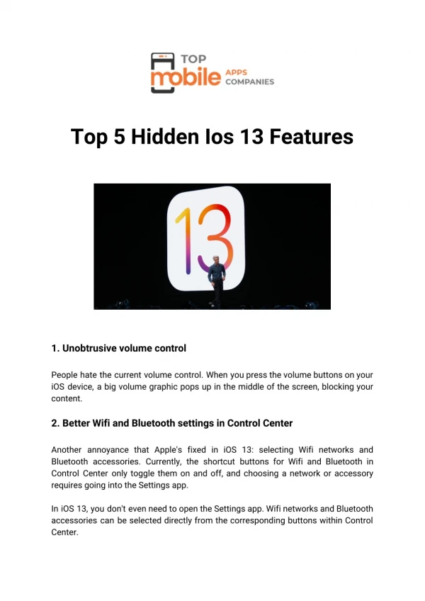 Top 5 Hidden Ios 13 Features