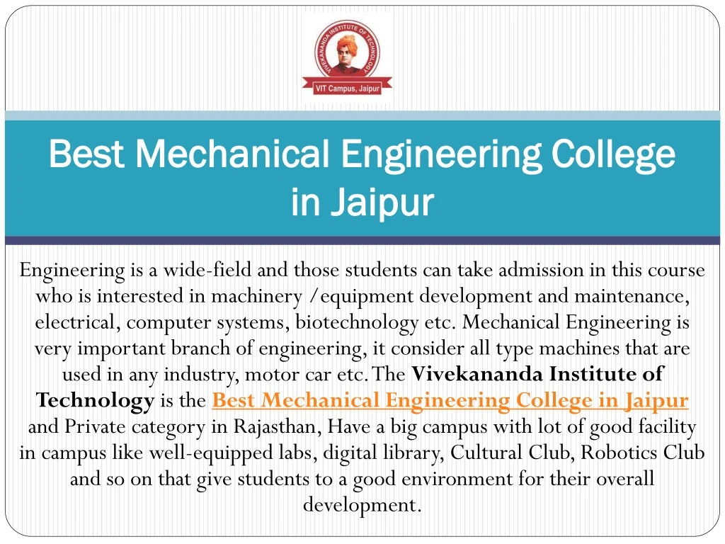 best mechanical engineering college in jaipur