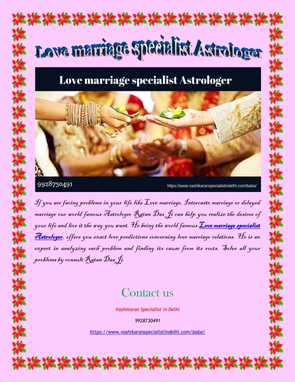 Love marriage specialist Astrologer