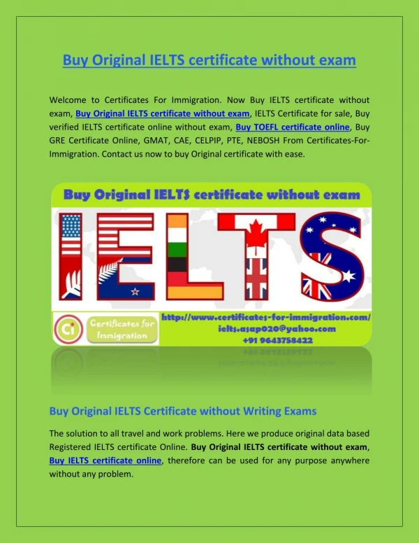 Buy Original IELTS certificate without exam