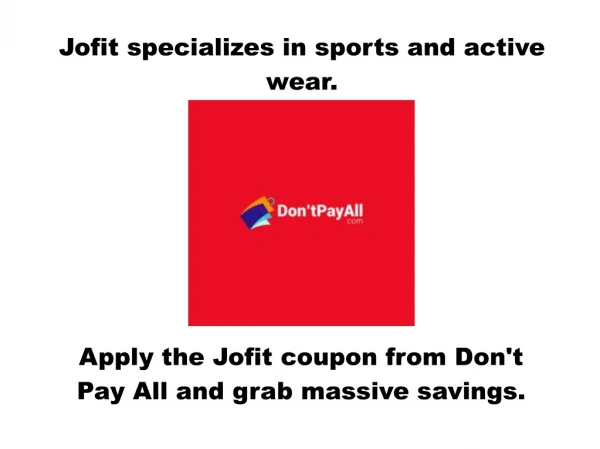 Special Jofit Coupon for Sportswear