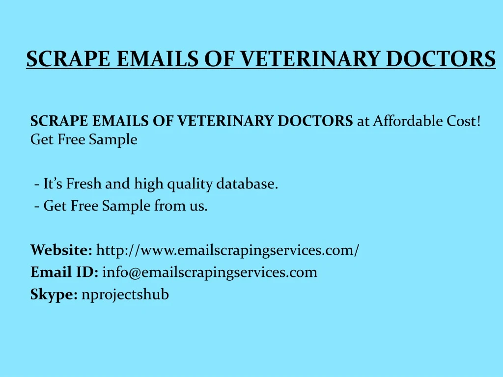 scrape emails of veterinary doctors