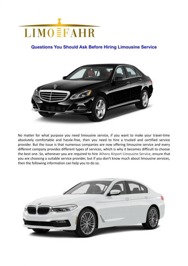 Questions You Should Ask Before Hiring Limousine Service