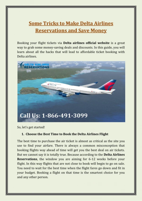 some tricks to make delta airlines reservations
