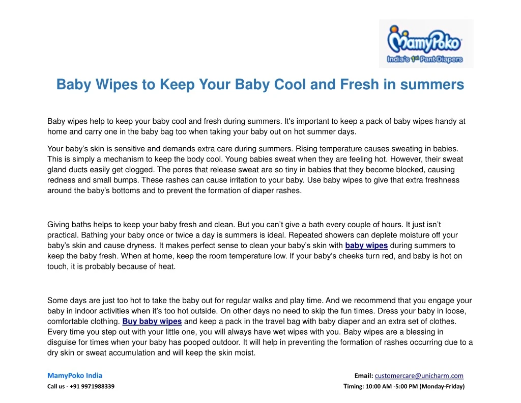 baby wipes to keep your baby cool and fresh
