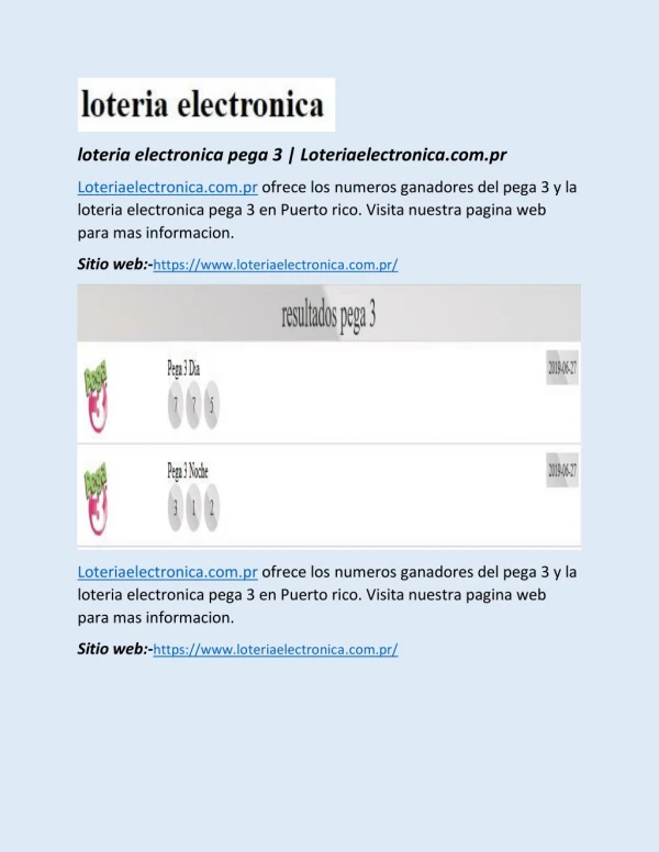 loteria electronica pega 3 loteriaelectronica