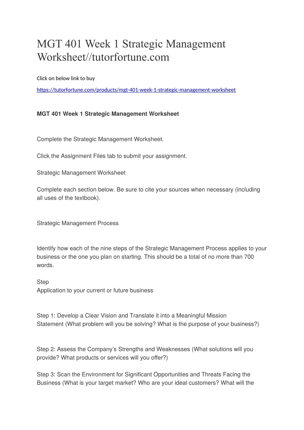 mgt 401 week 1 strategic management worksheet