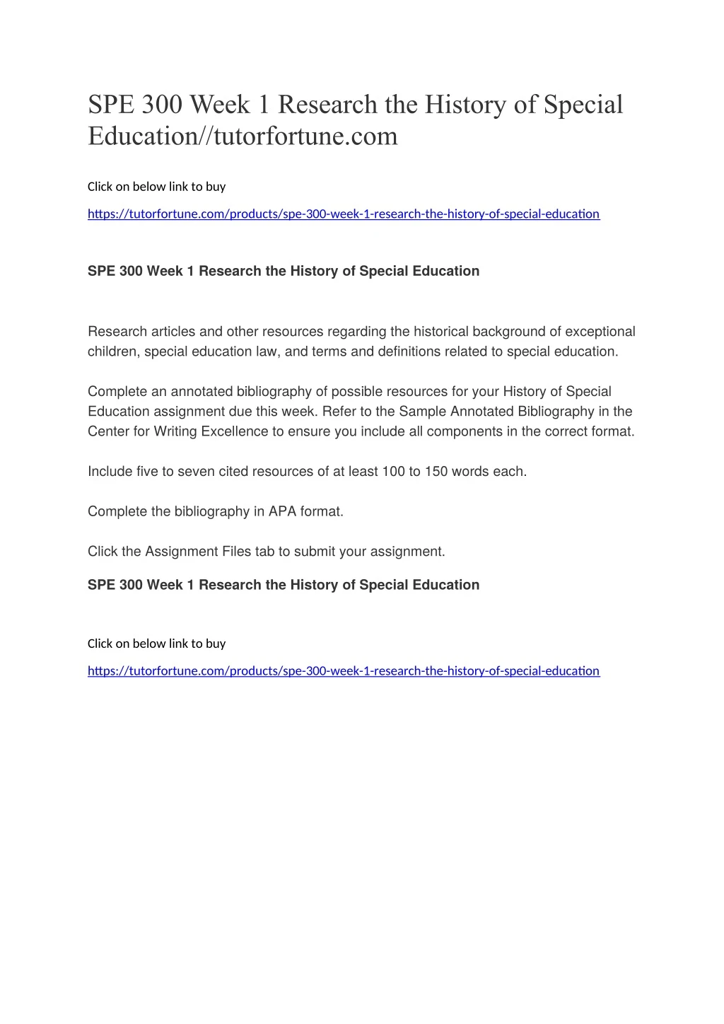 spe 300 week 1 research the history of special
