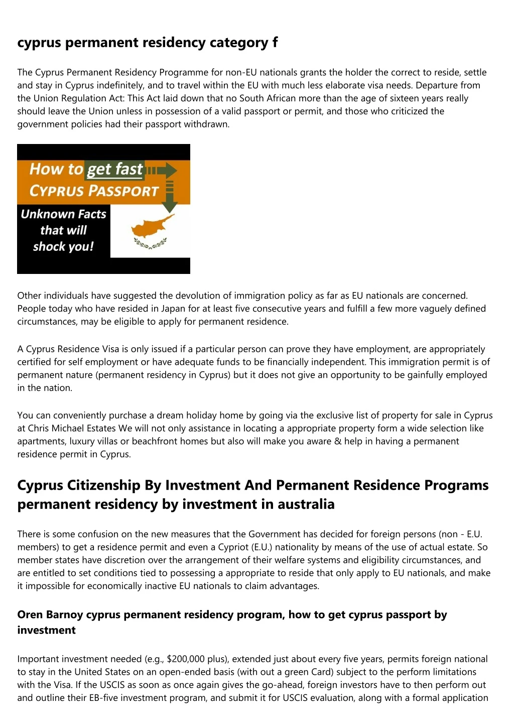 cyprus permanent residency category f