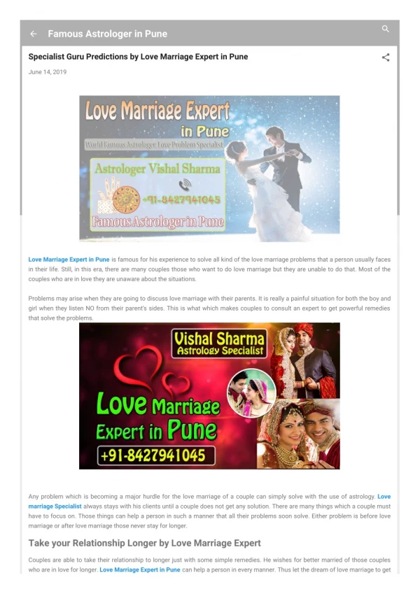 Let’s success your love marriage by Love Marriage Expert in Pune