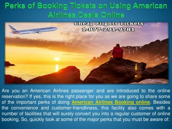 Perks of Booking Tickets on Using American Airlines Deals Online
