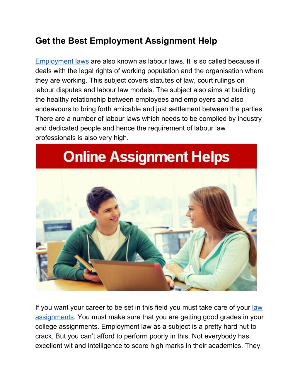 get the best employment assignment help