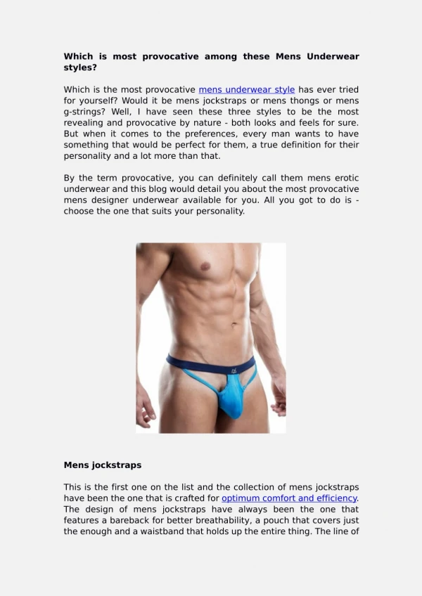 Which is most provocative among these Mens Underwear styles?