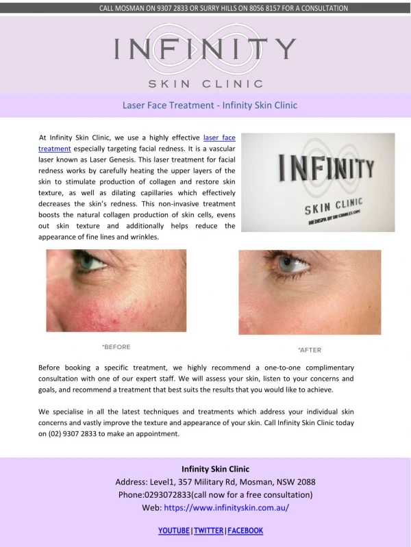 Laser Face Treatment - Infinity Skin Clinic