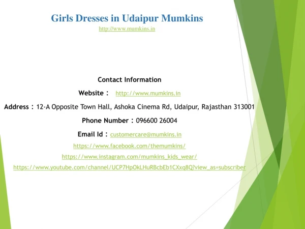 Girls Dresses in Udaipur Mumkins