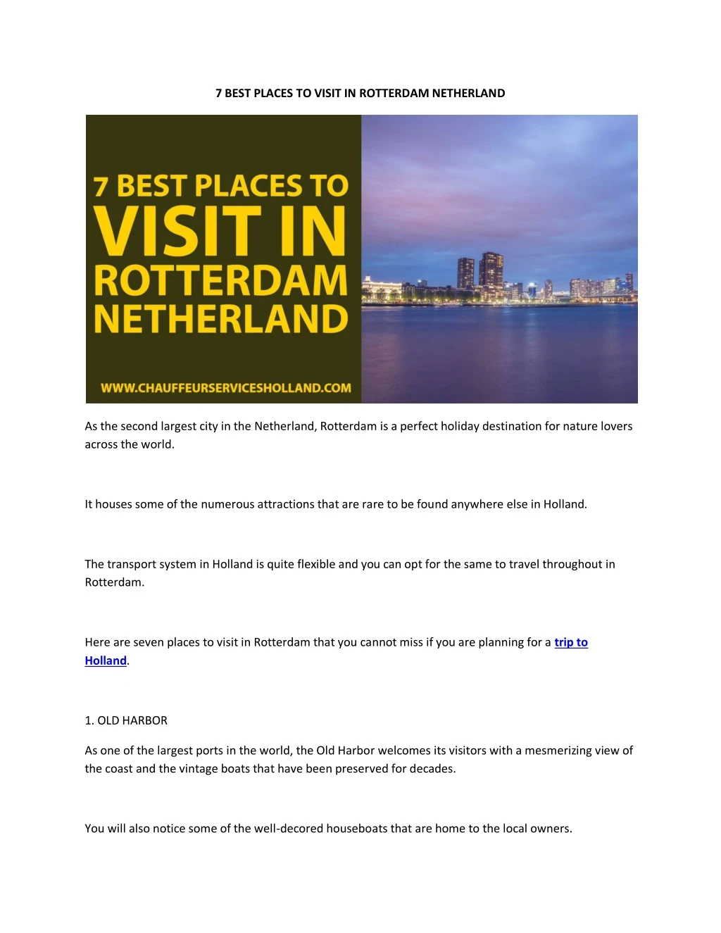 7 best places to visit in rotterdam netherland