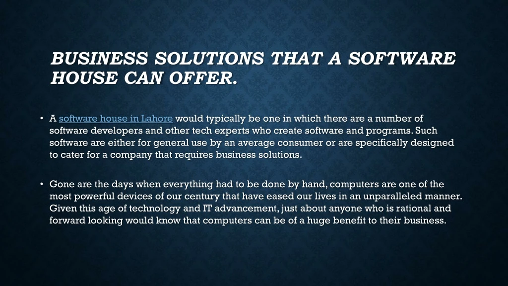 business solutions that a software house can offer