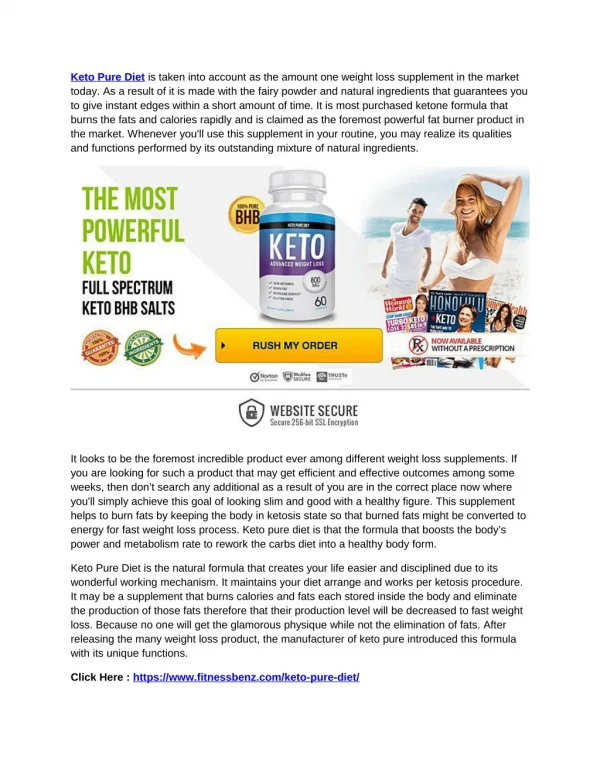 Keto Pure Diet Reviews Ingredients, Side Effects & Where to Buy