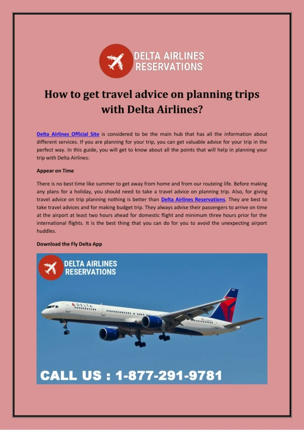 How to get travel advice on planning trips with Delta Airlines?