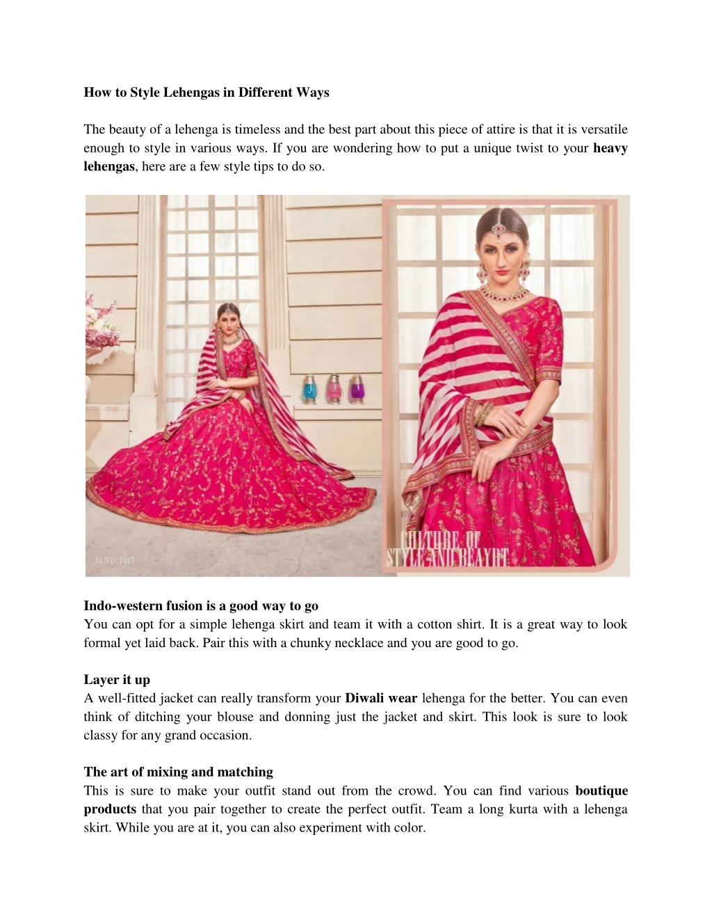 how to style lehengas in different ways