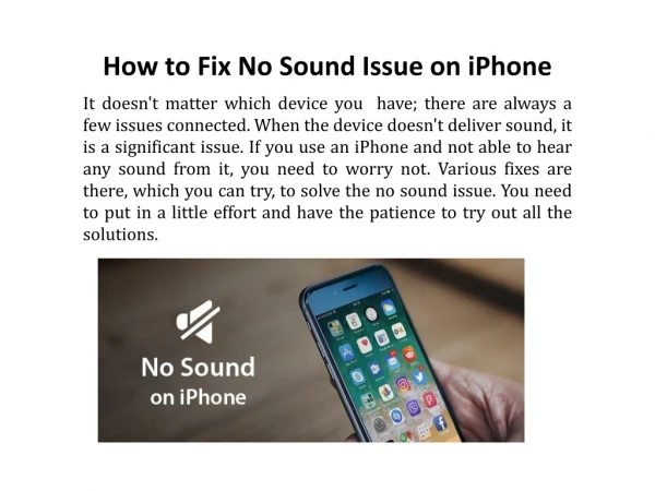 How to Fix No Sound Issue on iPhone