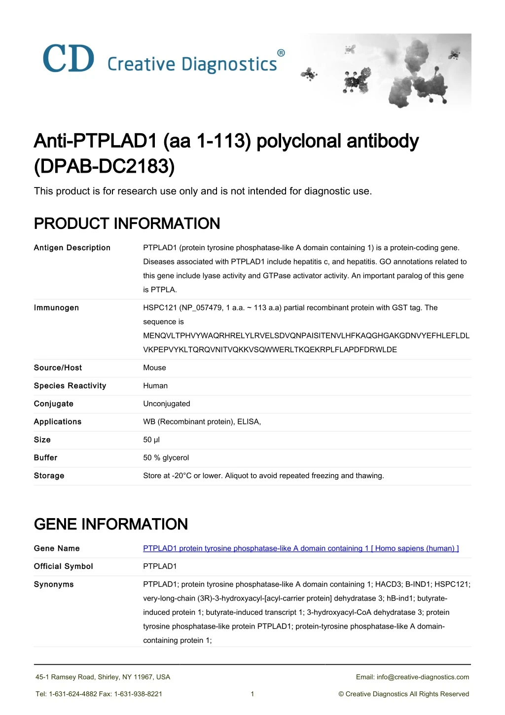 anti ptplad1 aa 1 113 polyclonal antibody anti