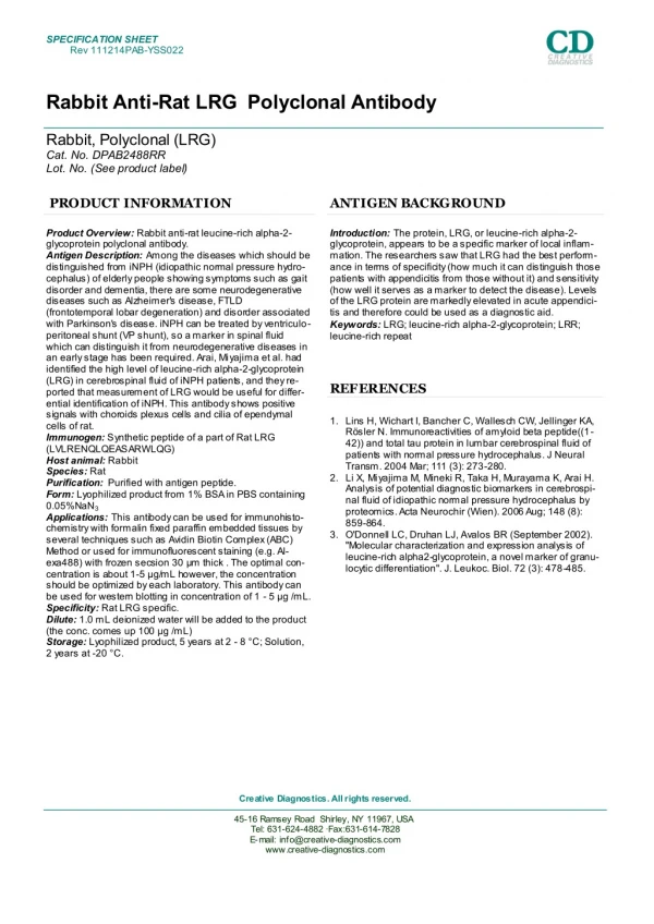 leucine rich alpha 2 glycoprotein